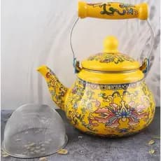 Chaleira Esmaltada 2 Litros Alumínio - Amarelo - Branco