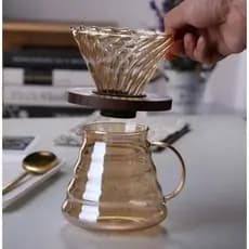 Kit Jarra 600ml + Coador de Café de Vidro Ambar Borossilicato Chá Filtro