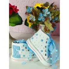 tênis personalizado infantil botinha azul com brilho