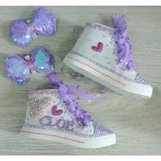 tênis botinha personalizado temático tema minnei lilas