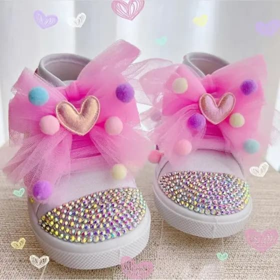 tenis personalizado tematico infantil tema circo rosa