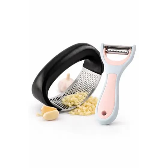 Kit Espremedor de Alho + Descascador 2 em 1 Manual Fácil de Usar Cozinha Prático