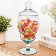Bomboniere Baleiro de Vidro com Tampa Pote Decorativo para Balas Doces Biscoitos Elegante Mesa Posta