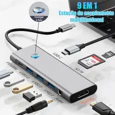 9 em 1 Usb Tipo C Hub Adaptador De Parágrafo Cabo de 4K 60Hz SD/TF HUB PD áudio Para Macbook PC