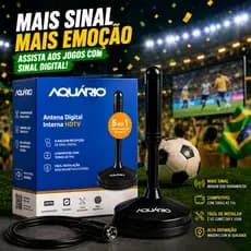 Antena Digital Interna HDTV 4K Aquário Sinal Potente Imagem Sem Travamentos