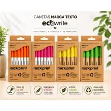 Caneta Marca Texto Maxprint EcoWrite 4 Cores Escrita Suave Atóxica Alta Durabilidade