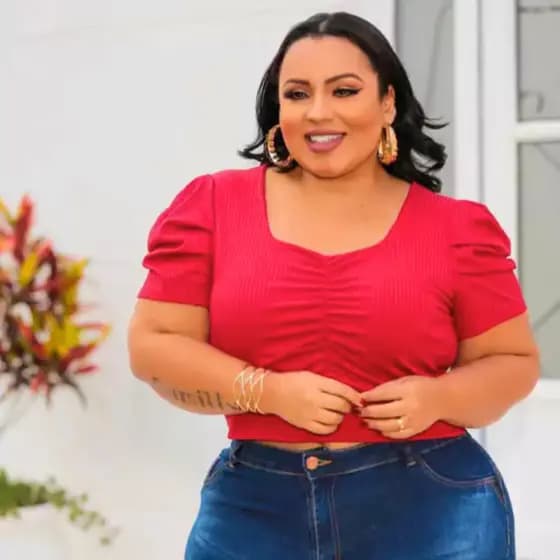 Cropped Blusinha Feminino Plus Size Manga Moda Canelado