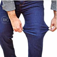 Calsa Jeans Masculina Trabalho Elastano Lycra Serviço Tradicional Azul Escuro Corte Reto