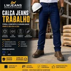 Calça Jeans Masculina Tradicional Para Trabalho Reta Serviço Com Lycra Elastano Uniforme