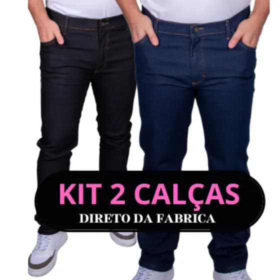 kit 2 Calças Jeans Masculina Trabalho 36 38 40 42 44 46 48 50 52 54 56 Elastano