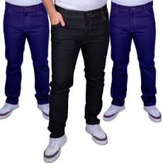 Kit 3 Calças Jeans Masculina calca jeas Lycra Elastano Trabalho Pesado Serviço Reforçado