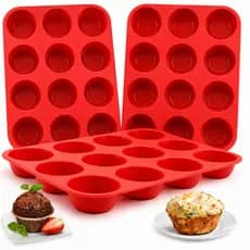 Forma Silicone Alimentar 12 Cavidades – Muffins, Empadas, Bolinhos, Airfryer, Forno