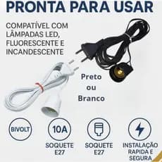 Extensão Com Bocal Soquete Lâmpada E27 Voltim 10a