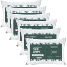 Kit 6 Travesseiro Antialérgico Supreme 70x50cm Suporte Firme Hotel Fibra Siliconada Importada