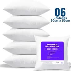 Kit 6 Enchimento 50cm x 50cm Grande Almofadas Para Sofá Fibra Siliconada Antialérgica Decoração Casa