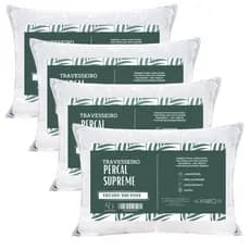 Kit Travesseiro 4 Unidades Supreme 70x50cm Alto E Firme Antialérgico Fibra Siliconada Luxo