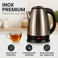 Chaleira Elétrica Jarra Café Chá Inox Inox 1.8L Aquecimento Rápido Desligamento Automatico