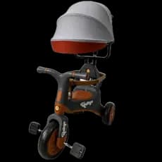 Triciclo Infantil Seguro Confortavel Empurrador Facil Manejo Design Vintage Cinza