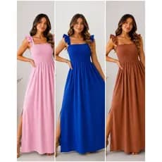 Vestido Longo de Alcinha Vestido Longo Feminino Alcinha Moda Feminina Casual Elegante Verão Premium