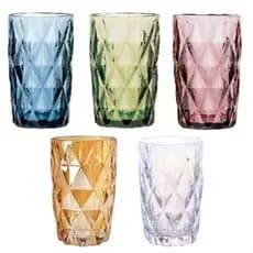 Conjunto com 6 Unidades de Copos de Vidro Diamond 350 ML Color KE HOME
