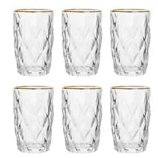 Jogo De 6 Copos Altos Borda Dourada 340ml Diamond Class Home