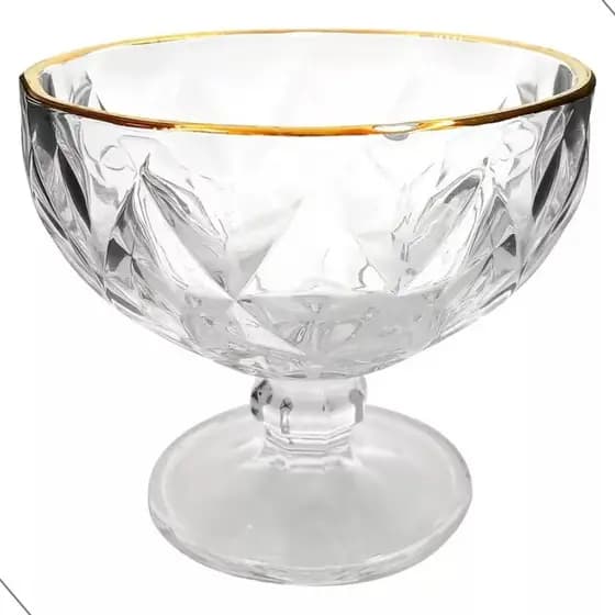 Conjunto Jogo de 6 taças sobremesa diamound diamante 310ml sorvete transparente
