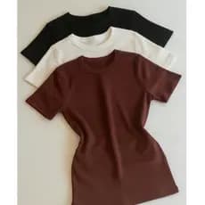 Kit 3 Peças Blusa Tshirt Manga Curta Feminina Lisa Tecido  Canelado Ribana Algodão cumprida Básica
