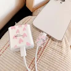 Caixa Para IPhone 20w/18w Tampa Do Carregador Cabo Mola Linha Protetora De Dados Cordão Rosa