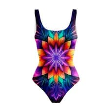 Body Maiô Neon Feminino Estampado Psicodélico E Abstrato Efeito Luz Negra Festa Balada Rave Raveup