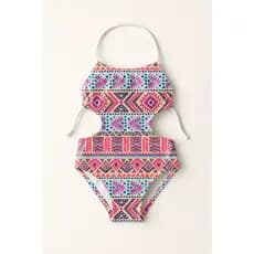Maiô Infantil Frente Única Menina Feminino Moda Praia Natação Banho Estampas Étnicas E  Nativas