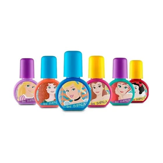 Impala Disney Kit C/6 Esmaltes Coleção Atitude Que Brilha Princesas  * Infantil *
