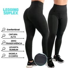 Calça Legging Suplex Levanta Bumbum Cintura Alta Fitness Academia Leg