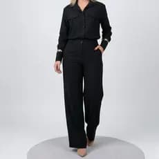 Kit Conjunto Alfaiataria Feminino Calça Pantalona E Camisa Manga Longa Social Alfaiataria Luxo Blogueira Modesta Luxo