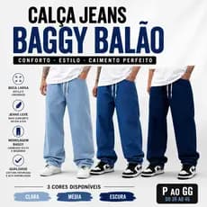 Calça Jeans Masculina Baggy Balão Boca Larga Streetwear Mandrake Skatista Premium