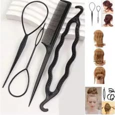 kit 6 peças Set Topsy Cauda Trança De Cabelo Rabo De Cavalo Black