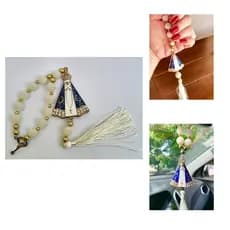 KIT  Terço Dezena Para Carro Retrovisor Nossa Senhora Aparecida