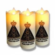 Vela Led Eletronica Chama Viva Oscilador Pilhas Nossa Senhora Aparecida