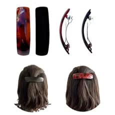 Presilhas Para Cabelo Fivela Metal Mola Clip Preta Marrom Geométrica