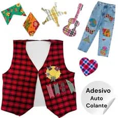 Kit de Adesivos Estilo Retalho  Decoração Remendos Junina para Roupas, Chapéus, Sacolas