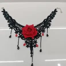 Colar de Pombo Gira Renda Com Rosa Vermelha