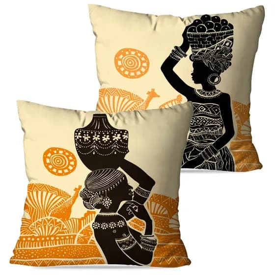 Kit 2 Capas de Almofada para Sofá África Amarela Dcorô ENVIO RÁPIDO!