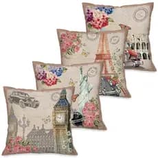 Kit 4 Capas de Almofada para Sofá Paris Moderno Dcorô 45x45 cm