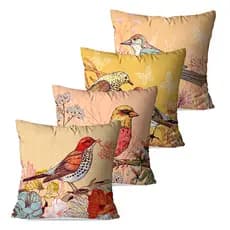 Kit 4 Capas de Almofada Decorativa 45x45 Pássaros