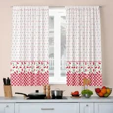 Cortinas para Cozinha Decorativas passa varão 2.00m x 1.36m Fabricação Própria Cerejinhas