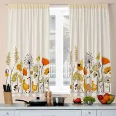 Cortinas para Cozinha Decorativas passa varão 2.00m x 1.36m Fabricação Própria Flores