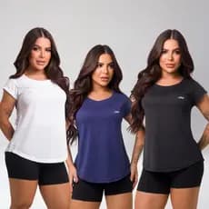 Kit 3 Camiseta Academia Feminina Dry Fit Treino Blusa Caminhada Treino Musculação