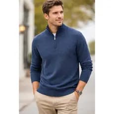 Suéter Masculino Gola Alta com Zíper Meio – Tricô Premium, Confortável