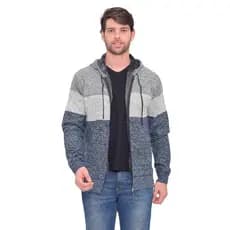 Sueter tricot masculino casaco flanelado blusa de frio zip completo manga longa  com capuz
