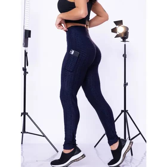Legging Bolha Suplex Cós Alto Empina Bumbum Fitness Academia legue suplex textura Flocada Leg Cintura alta