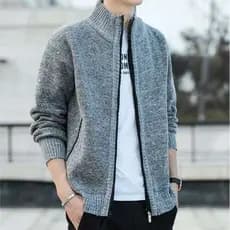 Sueter Masculina Inverno ,Tricô com Zíper Forrada Quente Casual Moderna Confortável